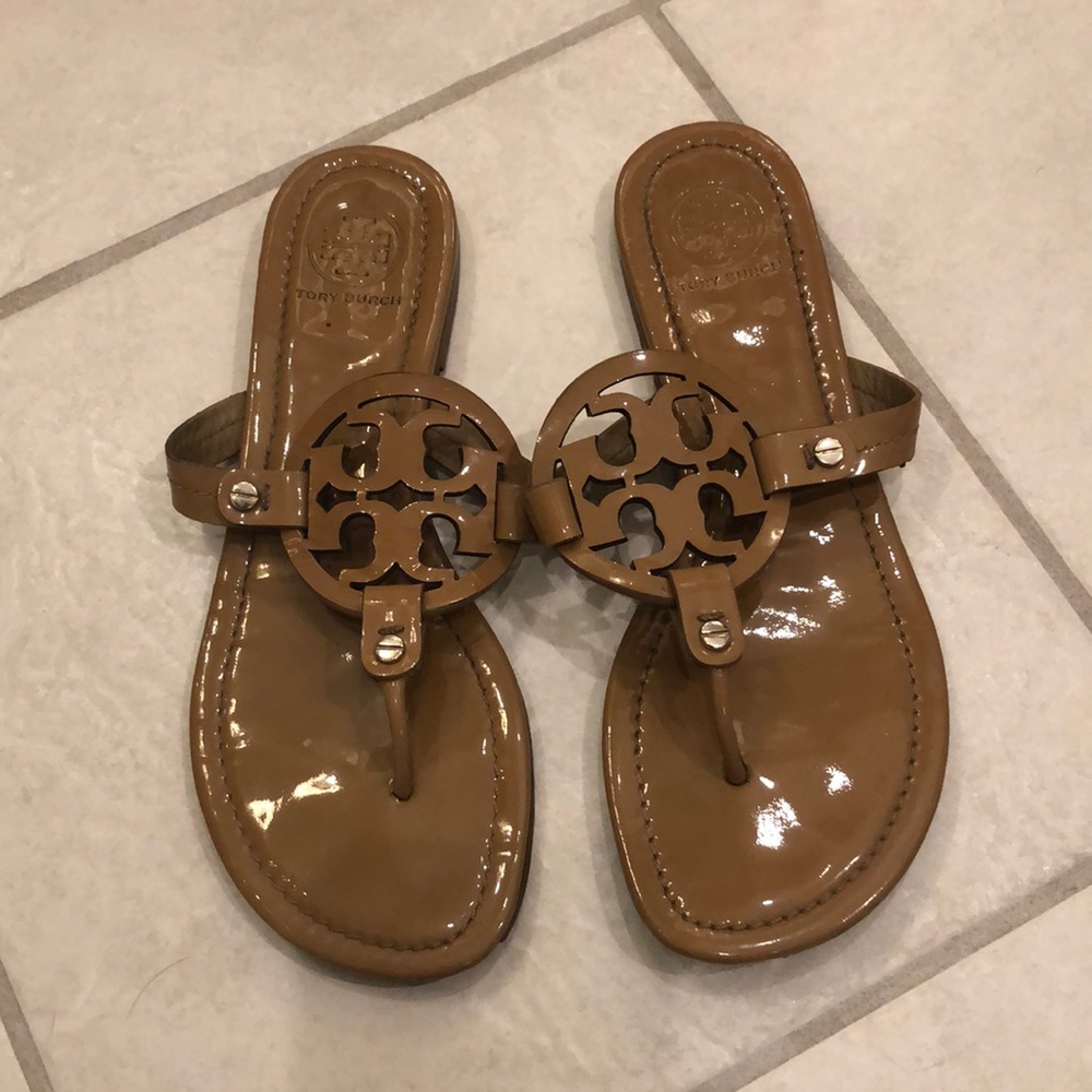 Tory Burch Miller Patent Sandals nude size 9